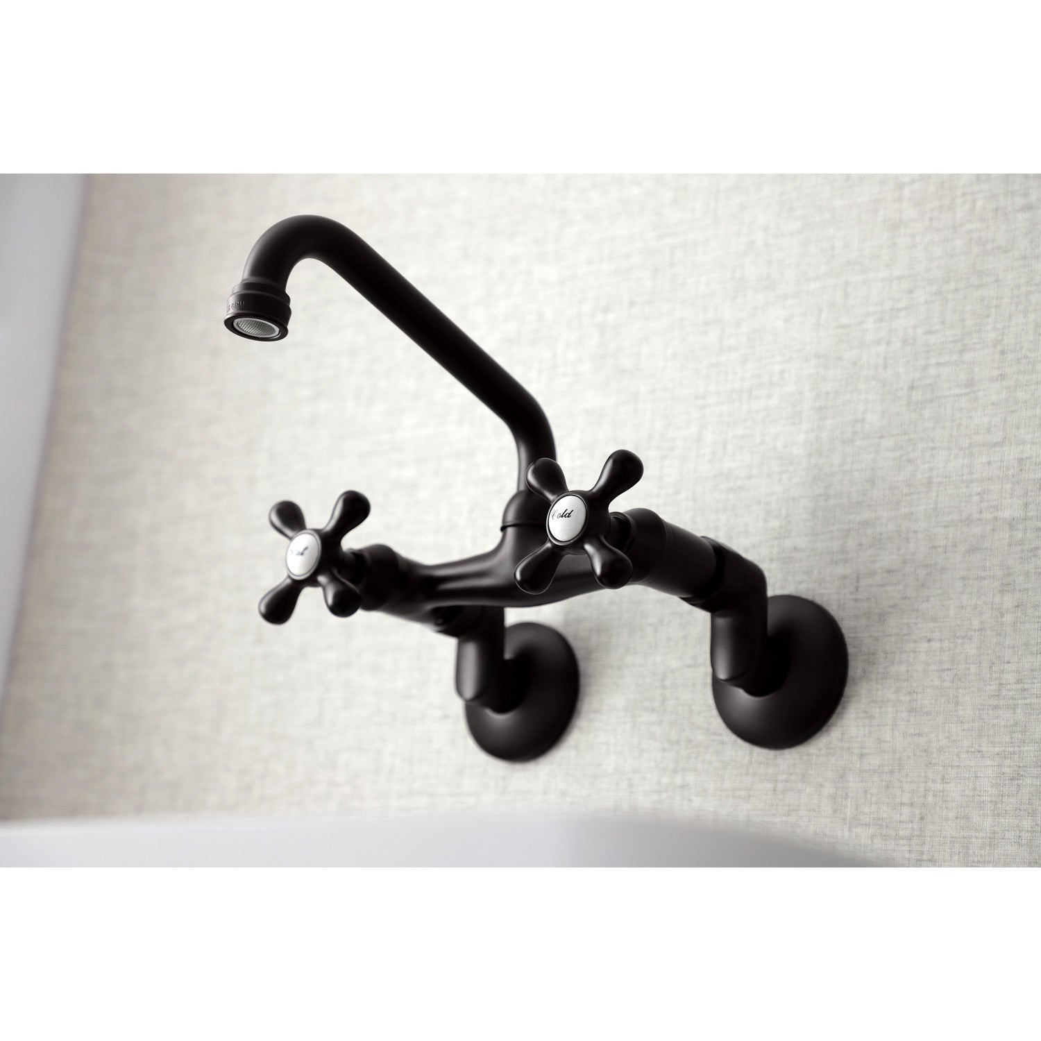Kingston Heirloom KS213ORB - Kingston Two-Handle 2-Hole Wall Mount Bridge Kitchen Faucet, Oil Rubbed Bronze — thumbnail 3